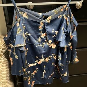 Satin cold shoulder blouse